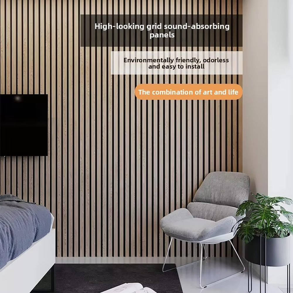 Wholesale Oak Slat Acoustic Wall Panels 94.5x12.8 Inch Decorative Sound Reduction Wood Slat Acoustic Panel for Home GYM APK011