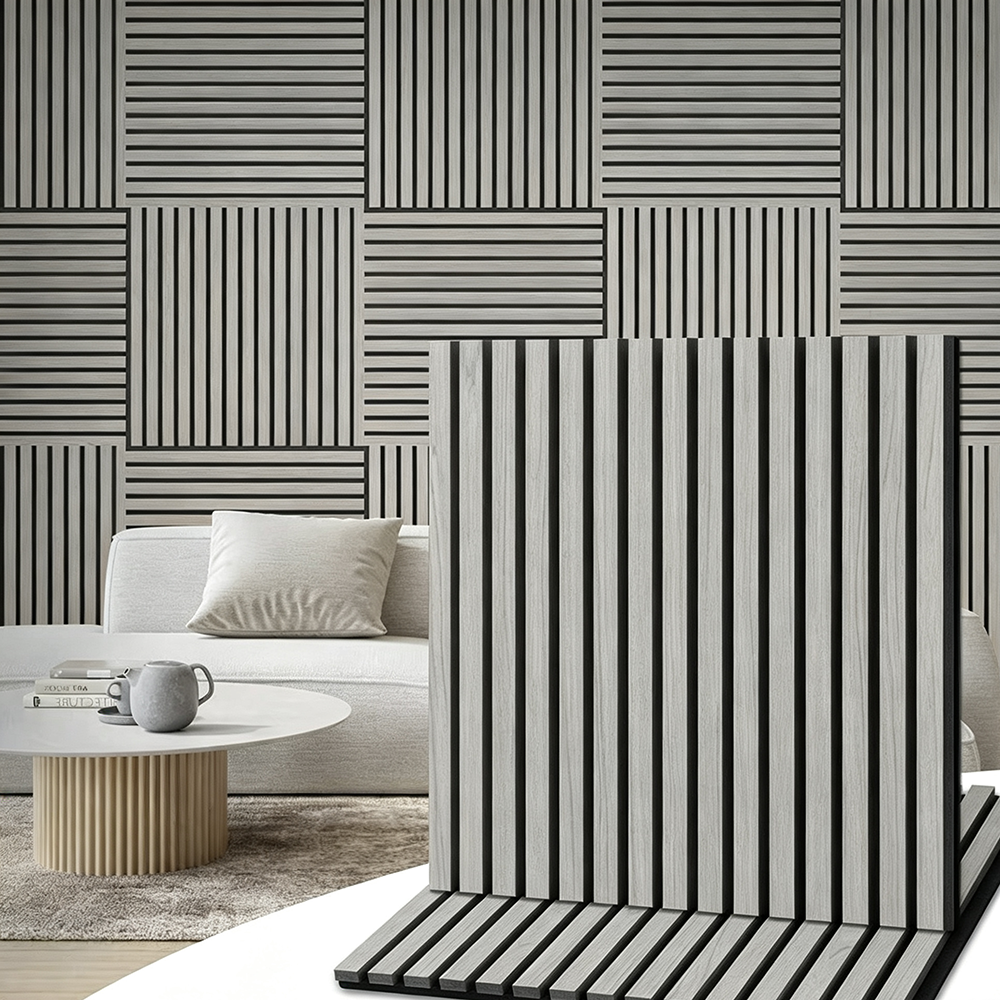 Wholesale Walnut Acoustic Slat Wall Panels 60x60cm Decorative Soundproof Square Wood Acoustic Panel for Home Office Room APK014