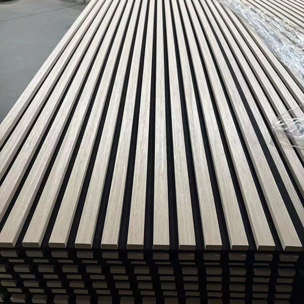 Wholesale Oak Color Slat Acoustic Wall Panels 60x240cm Decorative Sound Reduction Wood Slat Acoustic Panel for Home GYM APK018