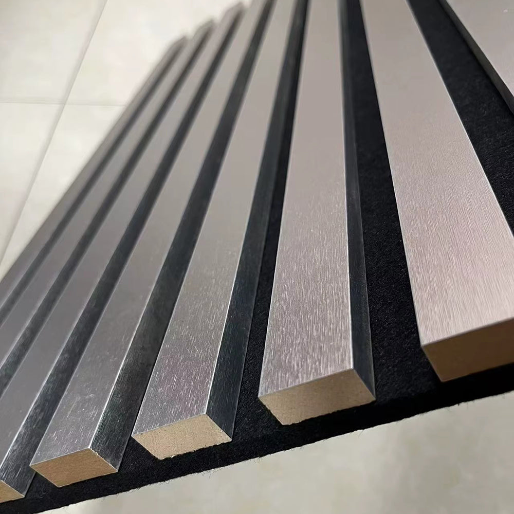 Wholesale PU Gold Silver Veneer Slat Acoustic Wall Panels Decorative Sound Reduction Slat Acoustic Panels for Home GYM APK022