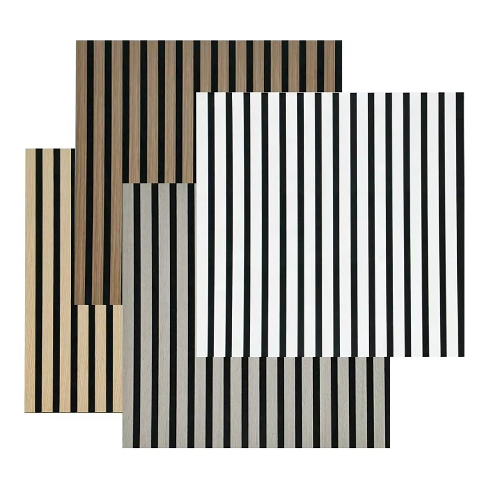 Wholesale Silver Grey Slat Wall Panels 60x60cm Decorative Soundproof Square Wood Acoustic Panel for Home Office Room APK015