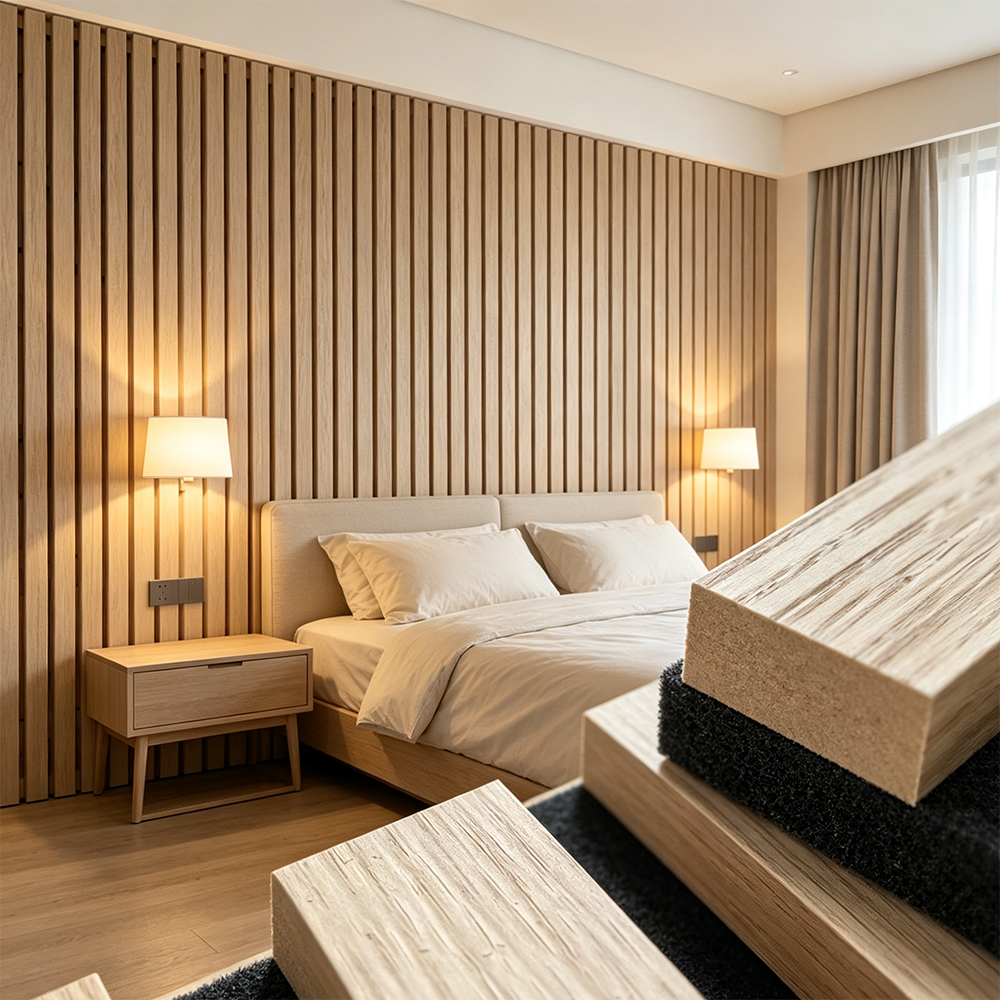 Wholesale White Oak Acoustic Wood Wall Panels 60x270cm Decorative Soundproof Slat Acoustic Panel for Home Office and GYM APK004