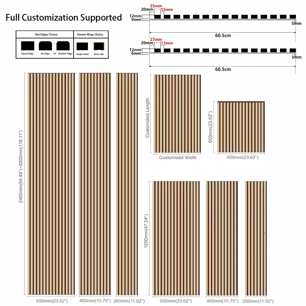 Classic Acoustic Panel Indoor Soundproof Wall MDF Acoustic Panels Eco-Friendly Slatted Panels European Living Room