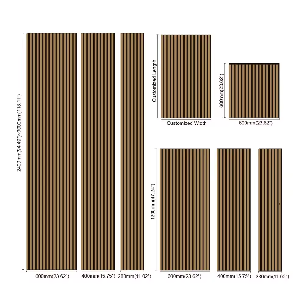 New Arrival European Walnut Veneer MDF Acoustic Panel Sound Insulation Wall Cladding Eco-Friendly Slatted Panels Living Room