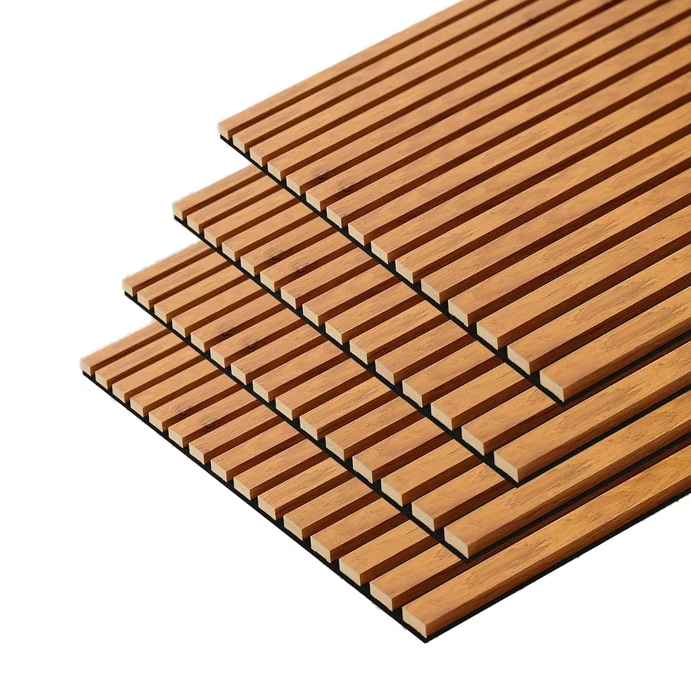 4 Pack Modern 3D Slat Wood Veneer Finish Acoustic Panels Sound Absorbing NRC 0.8 Studio Office Living Room Bedroom Decor APK009