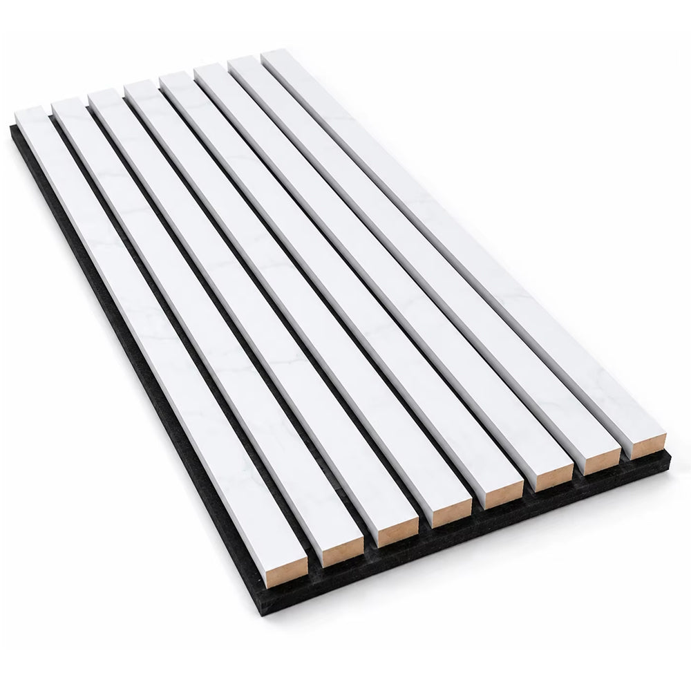 Wood Grain Slat Acoustic Panel PU Veneer Sound Absorbing Decorative Board For Home Room Gym Wall Cladding APK019
