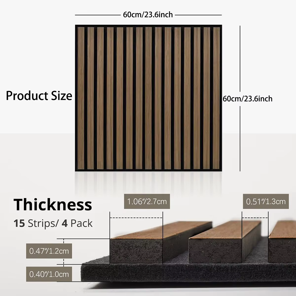 Wholesale Walnut Acoustic Slat Wall Panels 60x60cm Decorative Soundproof Square Wood Acoustic Panel for Home Office Room APK008