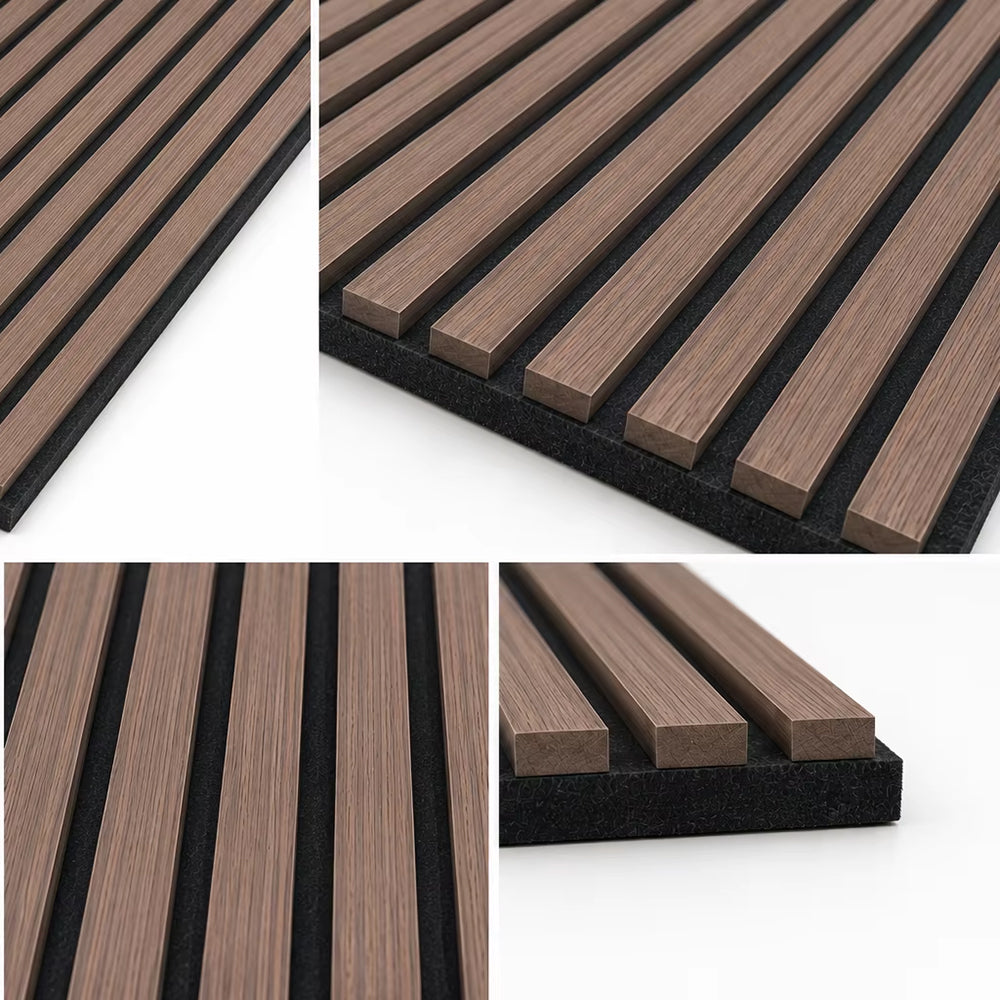 3D Wood Acoustic Wall Panels MDF Modern Design Walnut Sound Absorption Decorative Slat Panels for Living Room Solution APK012