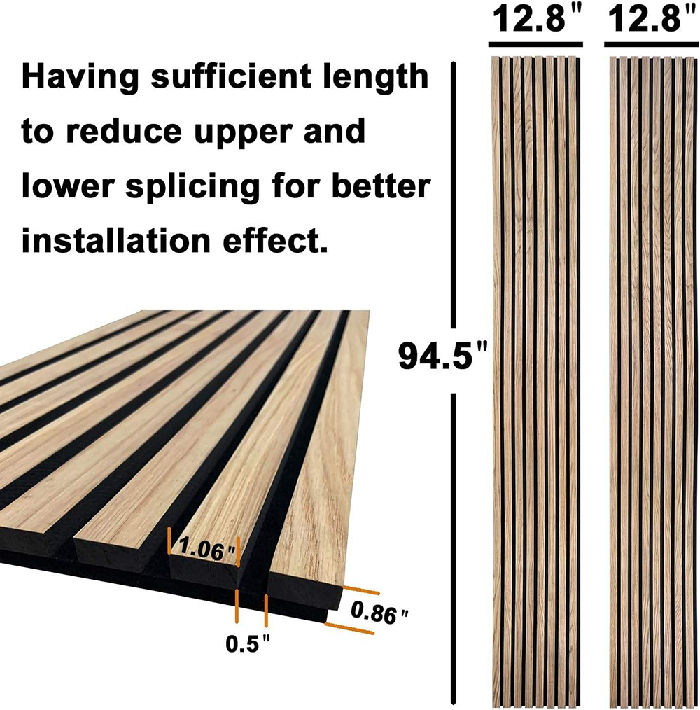 Wholesale Oak Slat Acoustic Wall Panels 94.5x12.8 Inch Decorative Sound Reduction Wood Slat Acoustic Panel for Home GYM APK011
