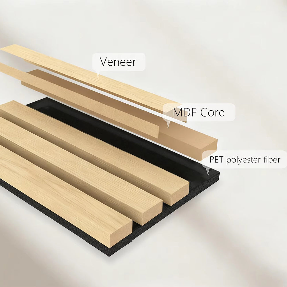 MDF 100% Polyester Fiber Acoustic Wall Panels 3D Fluted Sound Absorbing 23.6x23.6" Modern Room Soundproof Square Panel APK005