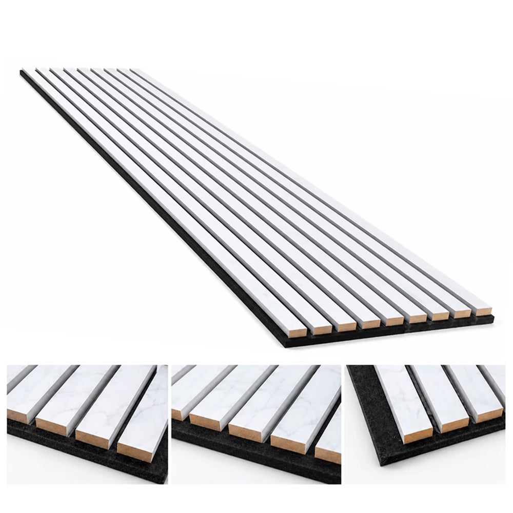 Wood Grain Slat Acoustic Panel PU Veneer Sound Absorbing Decorative Board For Home Room Gym Wall Cladding APK019