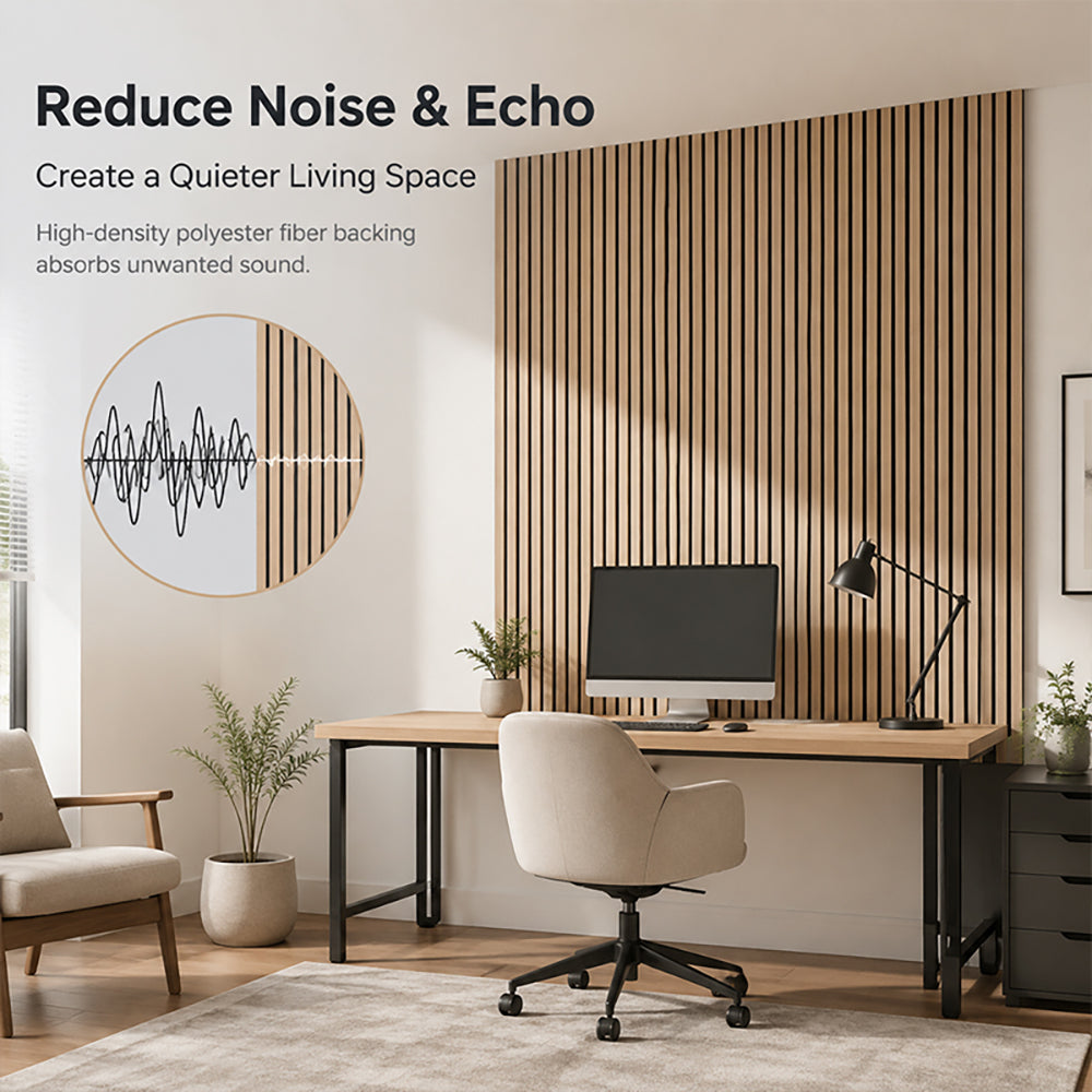 Oak Acoustic Wall Panels MDF Modern Design Sound Absorption Decorative Slat Panels for Living Room APK003