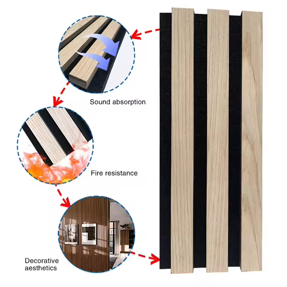 Wholesale Walnut Veneer Square Wall Panels 60x60cm Decorative Noise Reduction Slat Wood Acoustic Panel for Home Office APK017