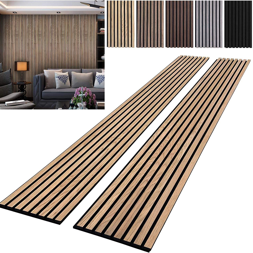 Wholesale Oak Slat Acoustic Wall Panels 94.5x12.8 Inch Decorative Sound Reduction Wood Slat Acoustic Panel for Home GYM APK011