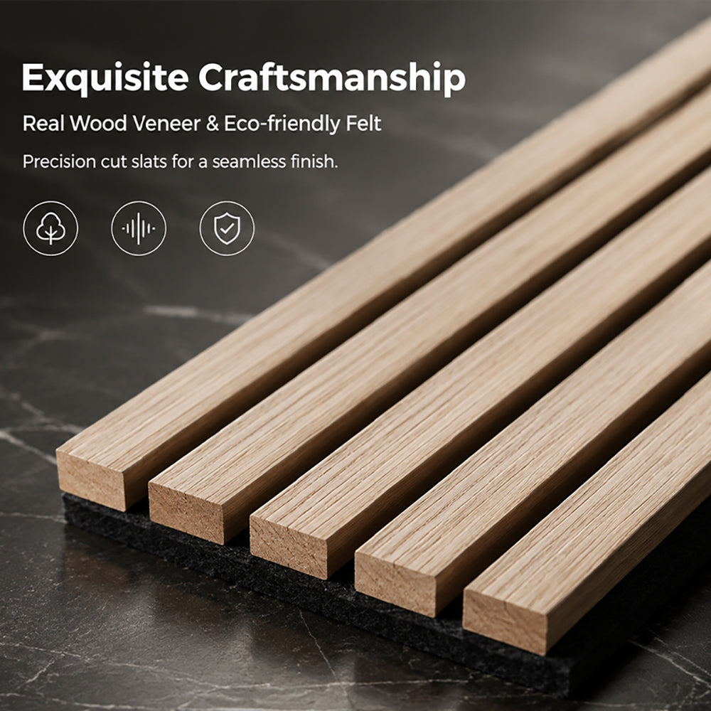 Oak Acoustic Wall Panels MDF Modern Design Sound Absorption Decorative Slat Panels for Living Room APK003