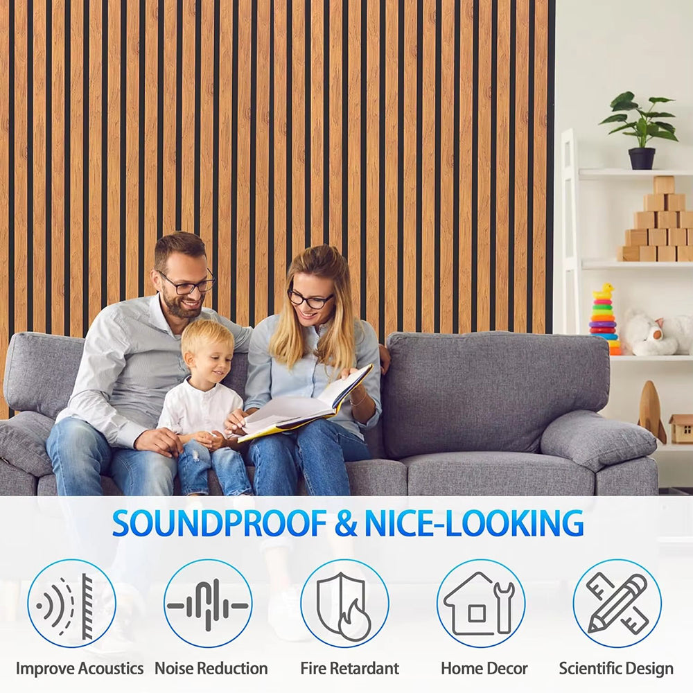 4 Pack Modern 3D Slat Wood Veneer Finish Acoustic Panels Sound Absorbing NRC 0.8 Studio Office Living Room Bedroom Decor APK009