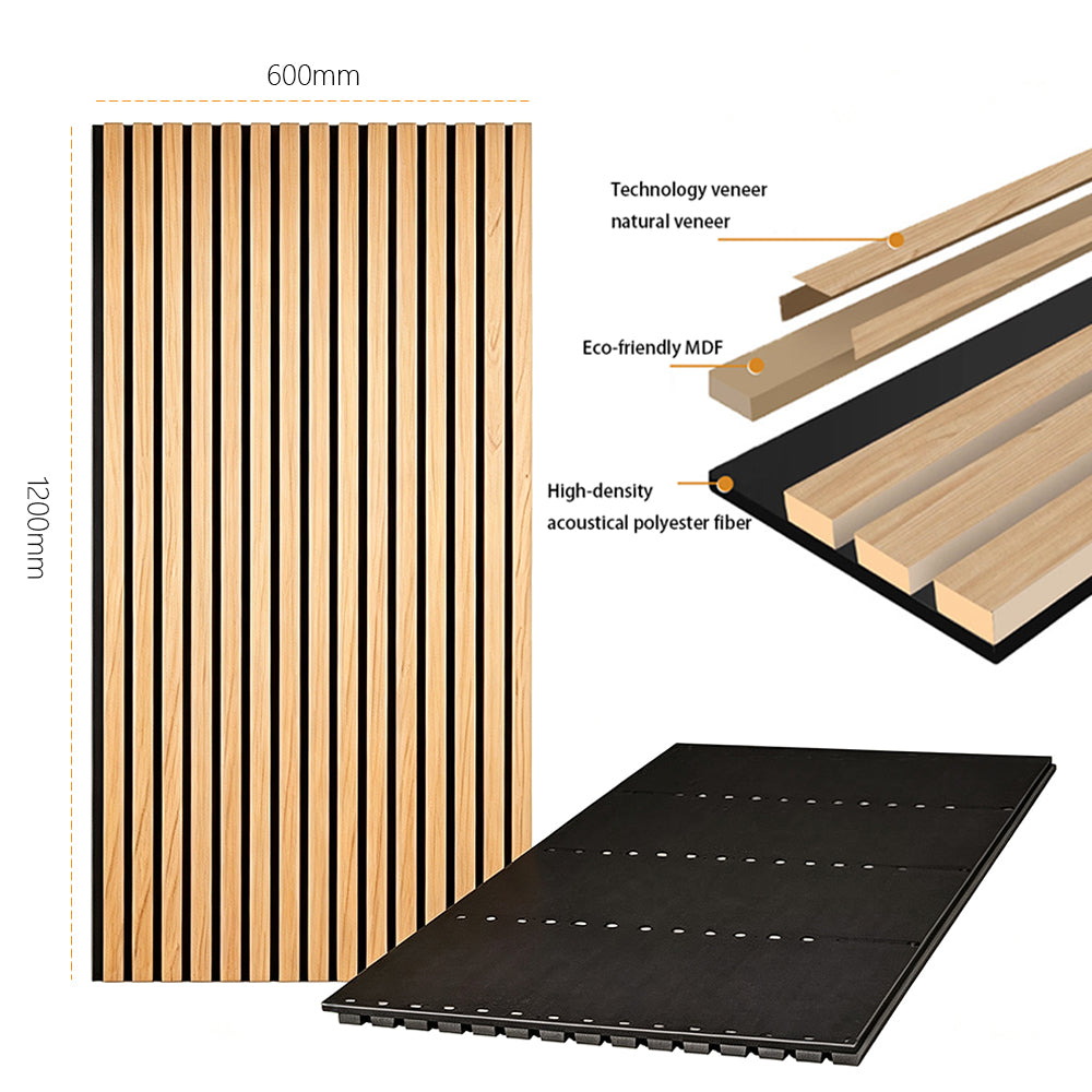 Wood Slat Acoustic Wall Panel, Natural Wood Veneer Sound Absorbing Panel for Office Hotel Interior Decoration