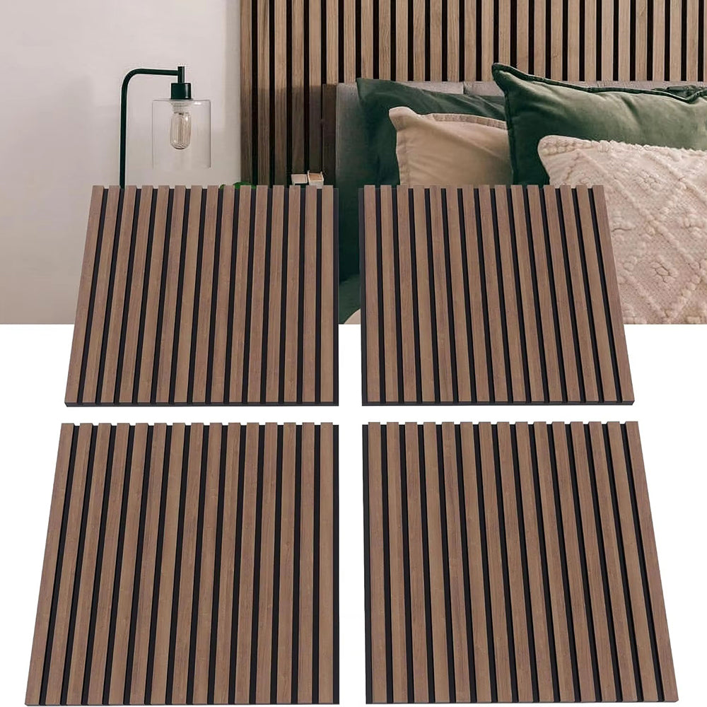 Wholesale Walnut Veneer Square Wall Panels 60x60cm Decorative Noise Reduction Slat Wood Acoustic Panel for Home Office APK017