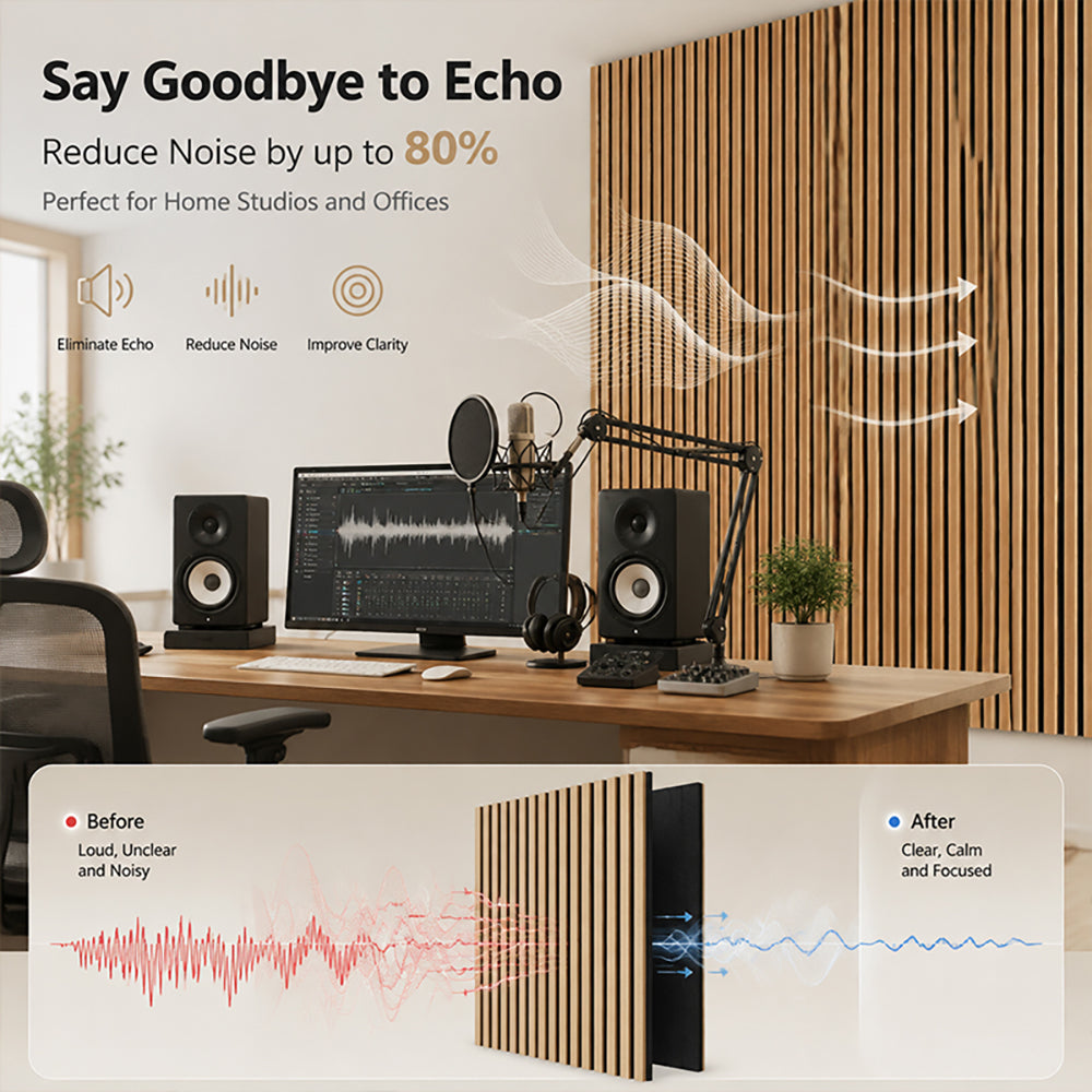 Oak Acoustic Wall Panels MDF Modern Design Sound Absorption Decorative Slat Panels for Living Room APK003