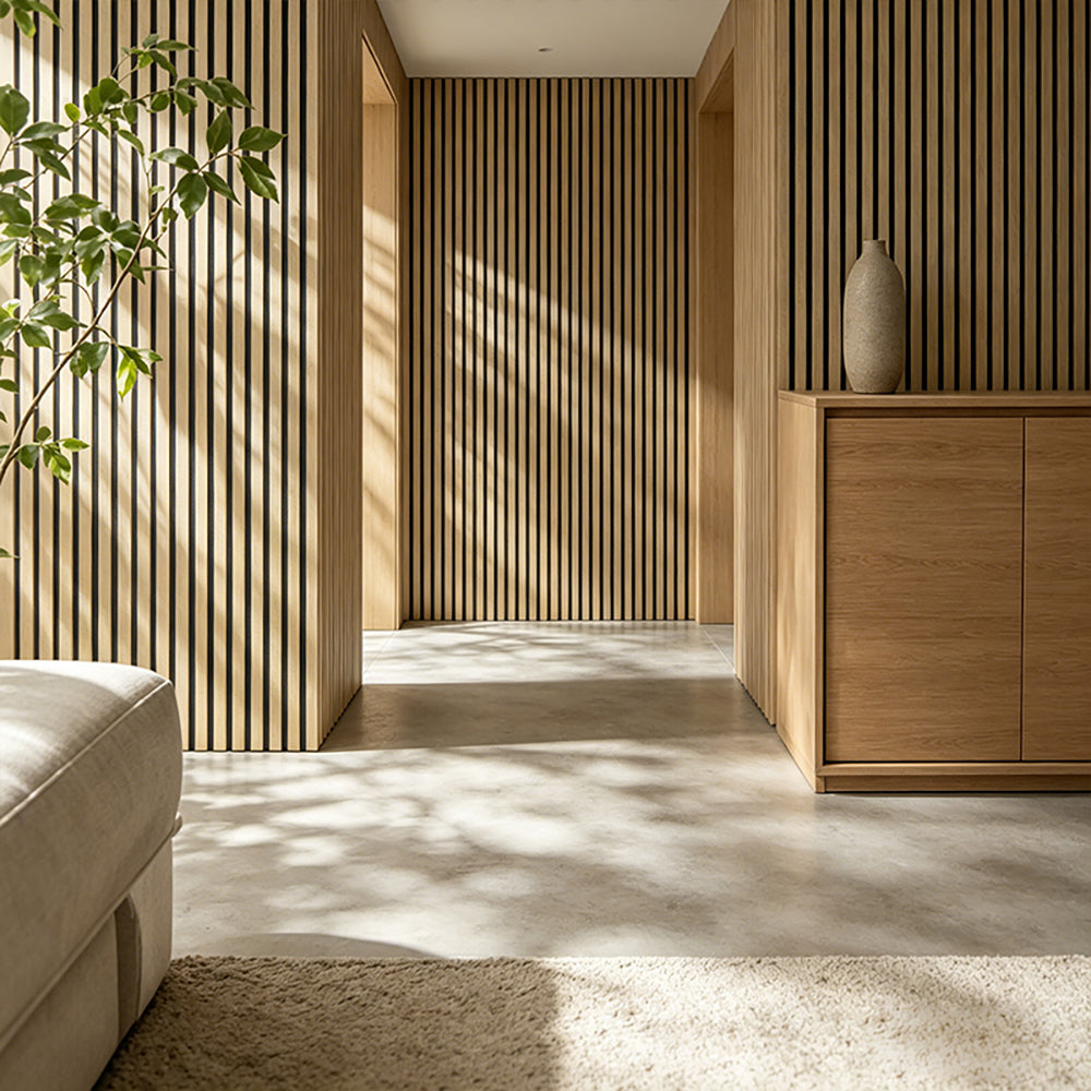 Oak Acoustic Wall Panels MDF Modern Design Sound Absorption Decorative Slat Panels for Living Room APK003