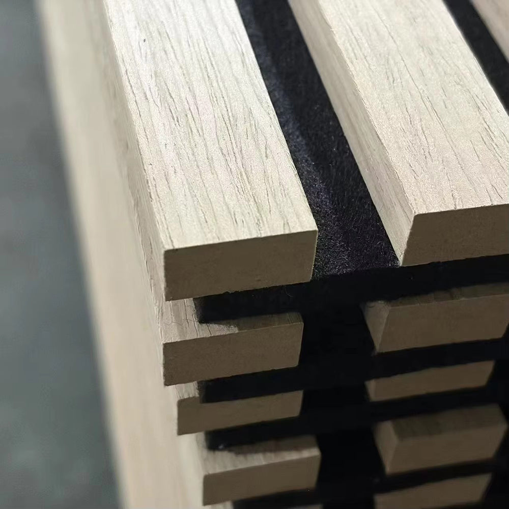 Wholesale Oak Color Slat Acoustic Wall Panels 60x240cm Decorative Sound Reduction Wood Slat Acoustic Panel for Home GYM APK018
